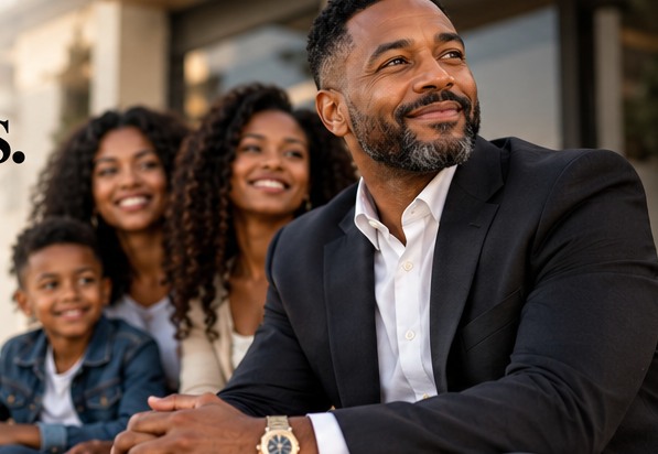 Multigenerational Black family together outside their home